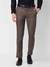 Men Slim Fit Self Design Dark Brown Trouser