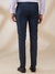Men Slim Fit Self Design Dark Blue Trouser