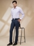 Men Slim Fit Self Design Dark Blue Trouser