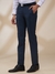 Men Slim Fit Self Design Dark Blue Trouser