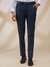 Men Slim Fit Self Design Dark Blue Trouser