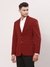 Men Contemporary Fit Solid Dark Maroon Blazer