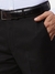 Men Slim Fit Solid Black Trouser