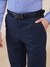 Men Contemporary Fit Structure Dark Blue Trouser