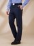Men Contemporary Fit Structure Dark Blue Trouser