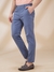 Men Slim Fit Structure Medium Petrol Trouser