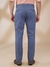 Men Slim Fit Structure Medium Petrol Trouser