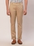 Men Slim Fit Solid Medium Khaki Trouser