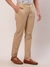 Men Slim Fit Solid Medium Khaki Trouser