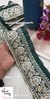 Bottle Green Pearl Gold Embroidery Floral Border Lace