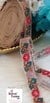 Mesh Beauty Red & Mustard Yellow Flowers Thin Ribbon