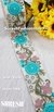 Cyan Blossom Thread Lace – Beige Base