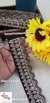 Wine Scalloped Pearl Dori Embroidery Lace on Beige Net