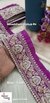 Magenta Pearl Gold Embroidery Floral Border Lace