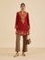 Red Beige Nazia Kurti