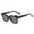 AUGEN By Visions India Retro Vintage Square Abstract Unisex Sunglasses UV400 Protected Medium Size (Black, 117) - Pack of 2