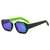 AUGEN By Visions India Retro Vintage Square Abstract Unisex Sunglasses UV400 Protected Medium Size (C7, 118) Green - Pack of 1