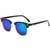 AUGEN By Visions India Retro Vintage Narrow Round Abstract Unisex Sunglasses UV400 Protected Medium Size (Blue, 130)