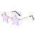 AUGEN By Visions India Retro Vintage Star Shape Rimless Abstract Party Unisex Sunglasses UV400 Protected Medium Sunglass (C14, 145) Purple - Pack of 1