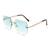 AUGEN By Visions India Retro Vintage Rimless Square Abstract Unisex Sunglasses UV400 Protected Medium Size (C8, 148)