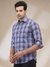 Men Regular Fit Checkered Medium Grey Shirt
