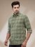 Men Regular Fit Checkered Medium Green Shirt