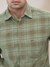 Men Regular Fit Checkered Medium Green Shirt