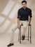 Men Regular Fit Jacquard Black Shirt
