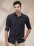 Men Regular Fit Jacquard Black Shirt