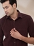Men Regular Fit Solid Dark Brown Shirt