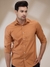 Men Regular Fit Solid Dark Brown Shirt