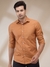 Men Regular Fit Solid Dark Brown Shirt