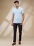 Men Regular Fit Printed Light Blue T-Shirt