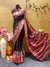 Printed Silk Sari With Lace and Tassels