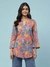 Blue Feather Floral Boxy Top