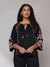 Black Zest Solid Peasant Top