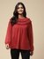 Maroon Islamic Butti Solid Boxy Top