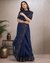 Kantha Embroidered Tussar Sare, Navy