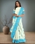 Banarasi Ikat Linen Saree, Lt. Blue