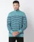 Cotton Terry Striped Regular Fit Half-Zip