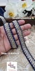 Navy Pearl Leaf Embroidered Border