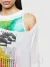 White Layered cut-out T-shirt with print