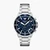 Silver Round Solar-Powered Chronograph Stainless Steel Watch