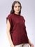 Women Red Loose Fit Solid Sweater