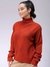 Women Relaxed Fit Drop Shoulder High Neck Argyle Sweater