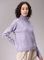Women Purple Relaxed Fit Argyle Regular High Neck Sweater