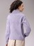 Women Purple Relaxed Fit Argyle Regular High Neck Sweater