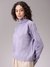 Women Purple Relaxed Fit Argyle Regular High Neck Sweater