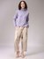 Women Purple Relaxed Fit Argyle Regular High Neck Sweater