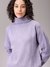 Women Purple Relaxed Fit Argyle Regular High Neck Sweater